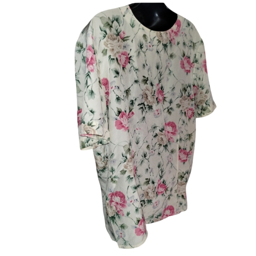 Christie & Jill silk floral short Sleeve blouse size large great condition